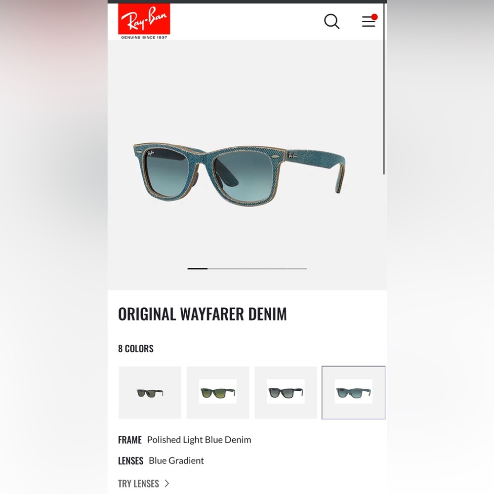 RAY-BAN - original wayfarers in Denim with blue gradient lenses - like new